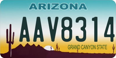 AZ license plate AAV8314