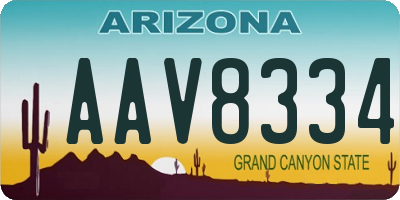 AZ license plate AAV8334