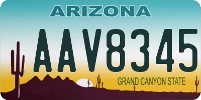 AZ license plate AAV8345