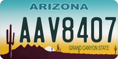 AZ license plate AAV8407
