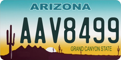 AZ license plate AAV8499