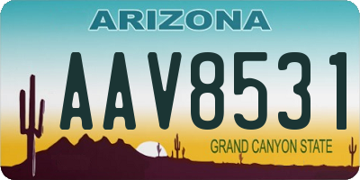 AZ license plate AAV8531