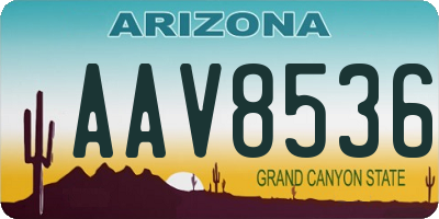 AZ license plate AAV8536