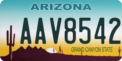AZ license plate AAV8542