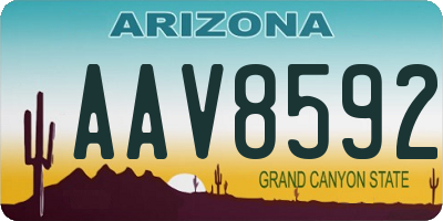 AZ license plate AAV8592