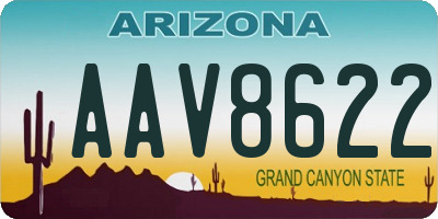 AZ license plate AAV8622