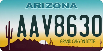 AZ license plate AAV8630