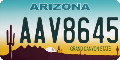 AZ license plate AAV8645