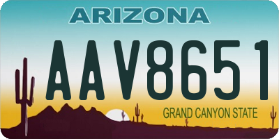 AZ license plate AAV8651