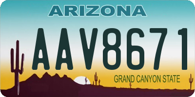 AZ license plate AAV8671