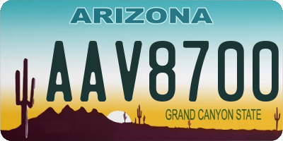 AZ license plate AAV8700