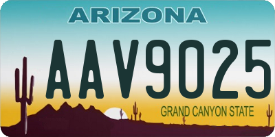 AZ license plate AAV9025