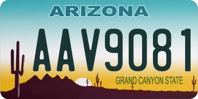 AZ license plate AAV9081
