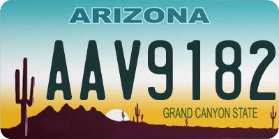 AZ license plate AAV9182