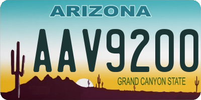AZ license plate AAV9200