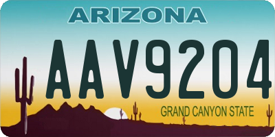 AZ license plate AAV9204