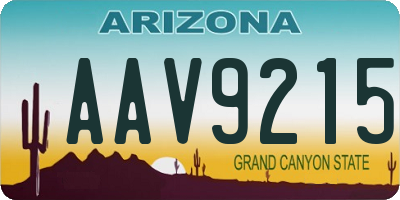 AZ license plate AAV9215