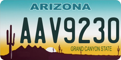 AZ license plate AAV9230