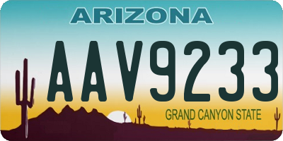 AZ license plate AAV9233