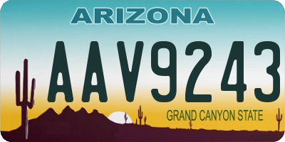 AZ license plate AAV9243