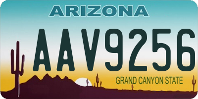 AZ license plate AAV9256