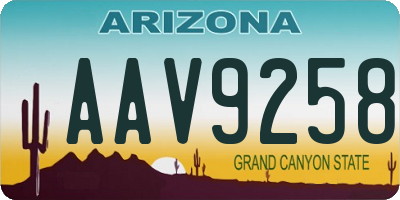 AZ license plate AAV9258