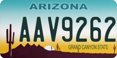 AZ license plate AAV9262