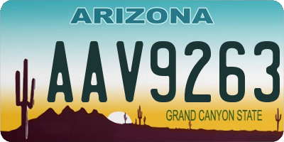 AZ license plate AAV9263