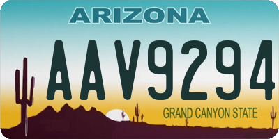 AZ license plate AAV9294