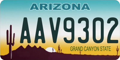 AZ license plate AAV9302