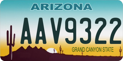 AZ license plate AAV9322