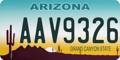 AZ license plate AAV9326