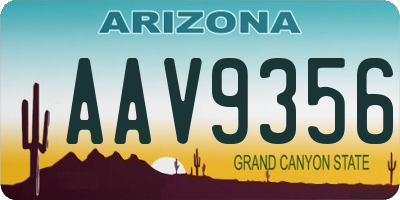 AZ license plate AAV9356
