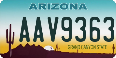 AZ license plate AAV9363