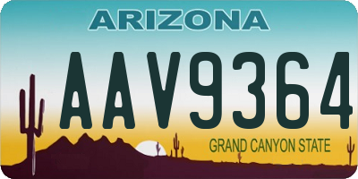 AZ license plate AAV9364