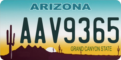 AZ license plate AAV9365