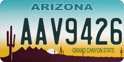AZ license plate AAV9426