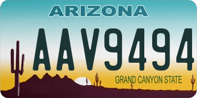 AZ license plate AAV9494