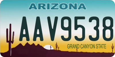 AZ license plate AAV9538