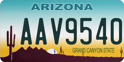 AZ license plate AAV9540