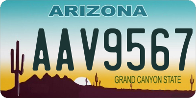 AZ license plate AAV9567