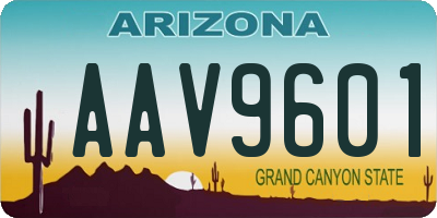 AZ license plate AAV9601