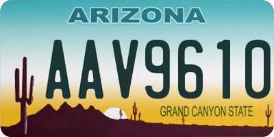 AZ license plate AAV9610