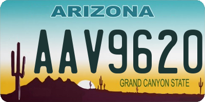 AZ license plate AAV9620