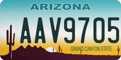 AZ license plate AAV9705