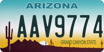 AZ license plate AAV9774