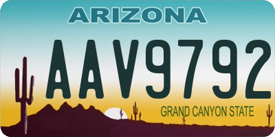 AZ license plate AAV9792
