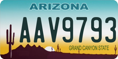 AZ license plate AAV9793