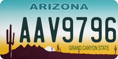 AZ license plate AAV9796