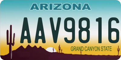 AZ license plate AAV9816